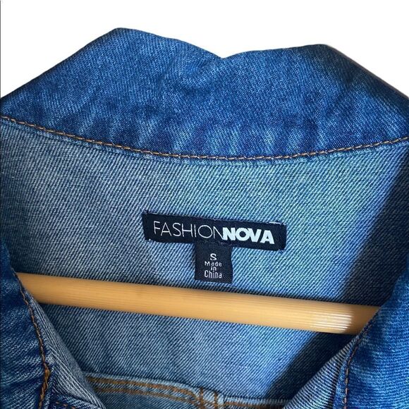 Fashion Nova Denim Romper Long Sleeves Size Small - Picture 3 of 6